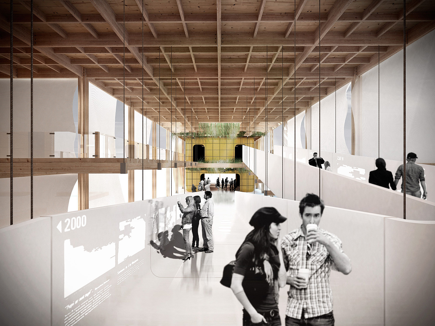 &ldquo;在體積構(gòu)成挫折創(chuàng)建內(nèi)部區(qū)域用于社交聚會和活動。其中非常大的地區(qū)，稱為&ldquo;巴西&rdquo;廣場，周圍是其他兩個休息區(qū)。它也可能觀察到藤架空間，工作交叉流通渠道。&rdquo;